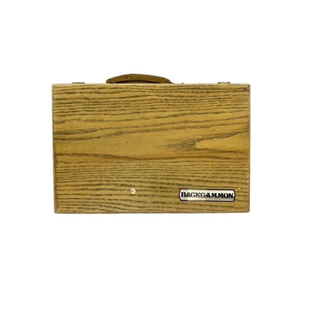 Vintage Wooden Case Backgammon Set - No Dice - All Other Pieces Included